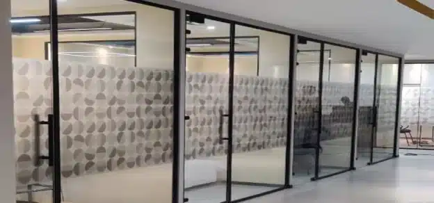Modern slim framed office partitions